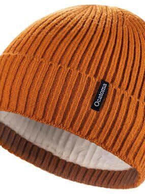 Unisex Brown Warm Knit Winter Pull-On Cuffed Beanie Soft Classic Ski Skull Cap